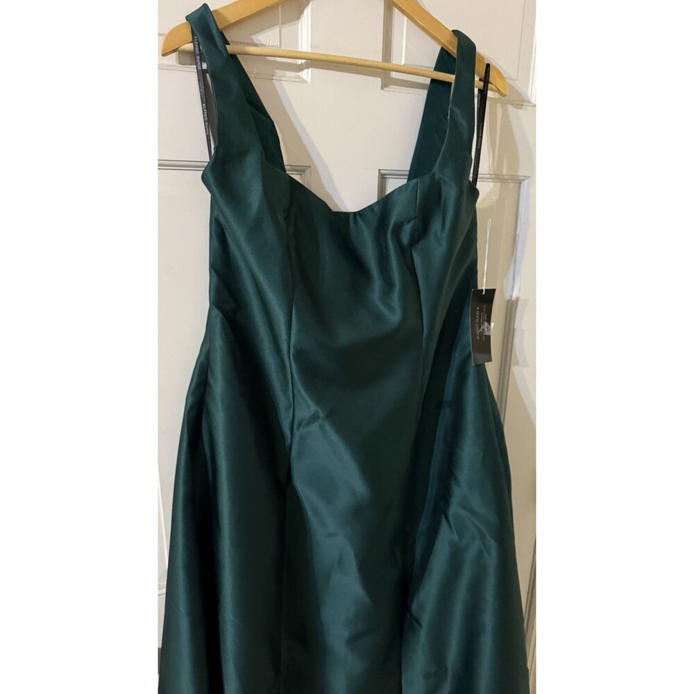 Alfred Sung Satin Square Neck Princess Line Gown Size 14 - Picture 5 of 9